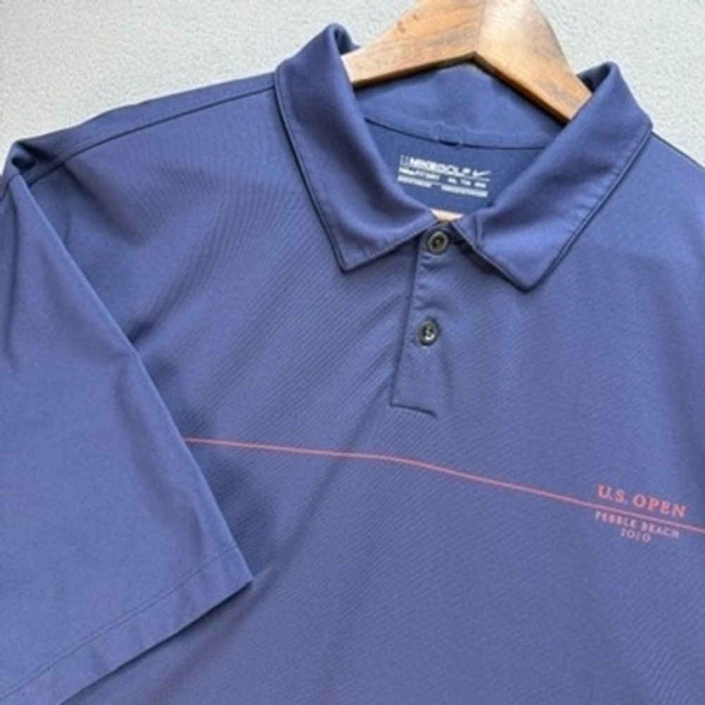 Nike Golf Polo Shirt Dry Fit US Open Pebble Beach 2010 Regular Fit XXL Blue Golf